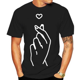 เสื้อยืดครอปเสื้อยืด ผ้าฝ้าย 100% พิมพ์ลายสัญลักษณ์ Love Heart Hand Saranghae Love สําหรับผู้ชาย 2022S-5XL