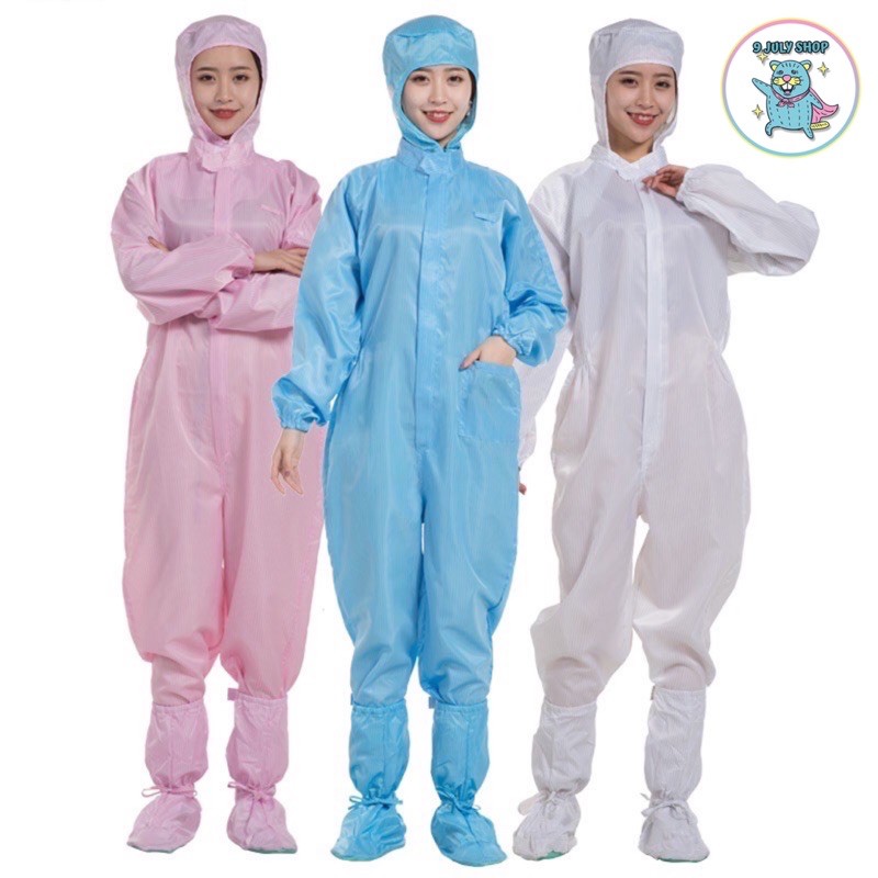 🌈พร้อมส่ง🇹🇭ชุดป้องกันไฟฟ้าสถิต หมวกในตัว ซักซ้ำได้ ชุดกันฝุ่น ชุดคลีนรูม ESD ชุดหมีป้องกันไฟฟ้าสถิต จั๊มสูทกันไฟฟ้าสถิต - รูปที่ 2