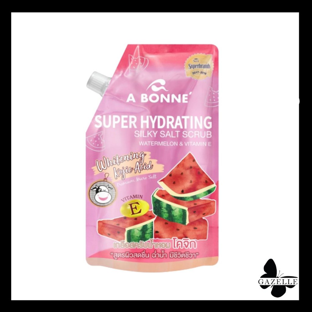 A bonne Super Hydrating Silky Salt Scrub Watermelon &amp; Vitamin E เอ บอนเน่ เกลือสปามิลค์ ซอลท์ แตงโม[350G.]