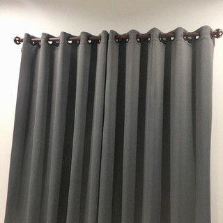 LWGYMCลด(45.-)ผ้าม่านประตูสีเทา/สีน้ำตาลเป็นม่านตาไก่กันแสงU…