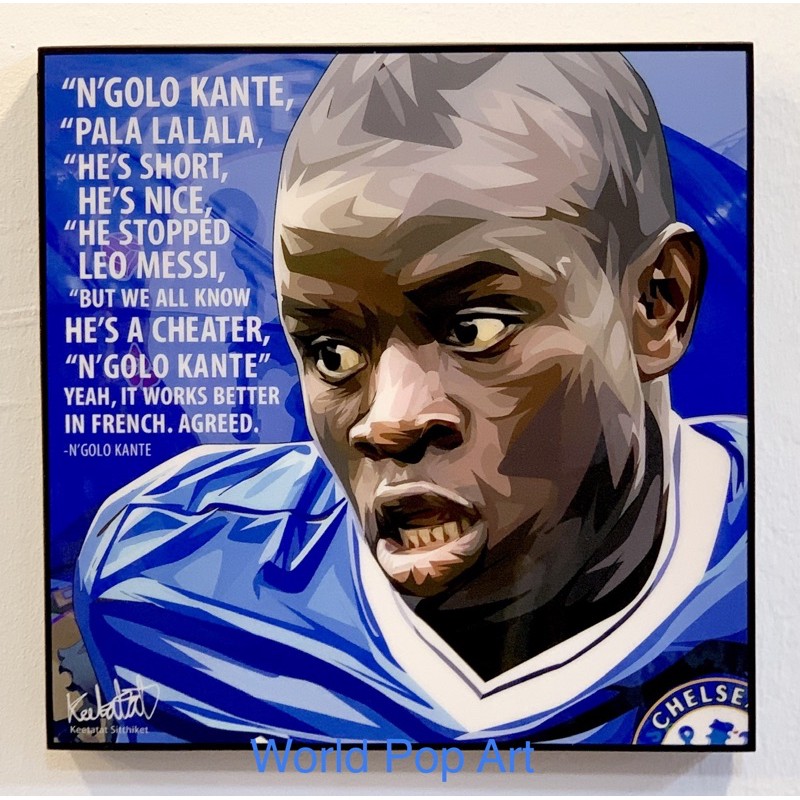 กรอบรูป#N’Golo Kante (Chelsea)#Worldpopart#กรอบรูปวิทยาศาสตร์พร้อมแขวนเคลือบเงาไว้อย่างดี#กรอบรูปติด