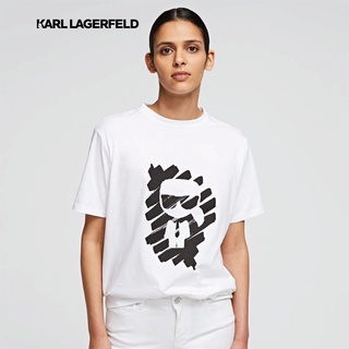 เสื้อยืดผ้าฝ้ายพิมพ์ลายขายดี สตรีทแฟชั่น KARL LAGERFELD - IKONIK GRAFFITI T-SHIRT WHITE เสื้อยืด แฟชั่น