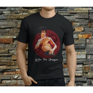 เสื้อยืดผ้าฝ้ายพิมพ์ลายเสื้อยืด ผ้าฝ้าย พิมพ์ลาย Bruce Lee Enter The Dragon 1 s สีดํา สําหรับผู้ชาย EW7845WE2585 S-4XL