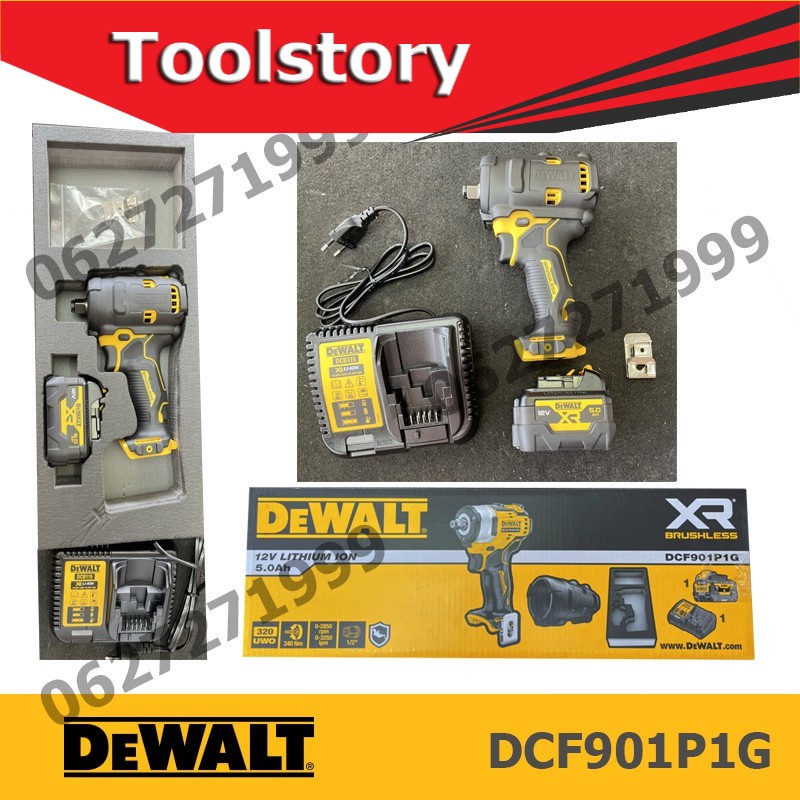 DeWALT DCF901 (DCF901P1G) บล๊อคไร้สาย 12V พร้อมแบต และแท่นชาร์จเร็ว (บ็ ...