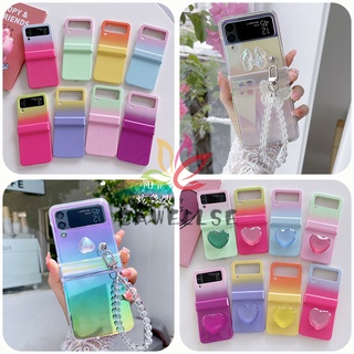 เคสโทรศัพท์มือถือแบบใส กันกระแทก ไล่โทนสี พร้อมบานพับ สามชิ้น สําหรับ Samsung Galaxy Z Flip 4 Z Flip 3 Zflip Z Flip 4 Z Flip 3 Z