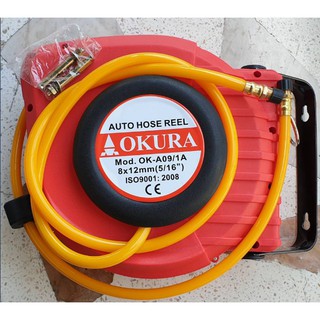 สายลมตลับ สายลมม้วน แบบดึง OKURA 9 เมตร  Air Tools  รุ่น OK-A09/8X12  อะไหล่ปั๊มลม