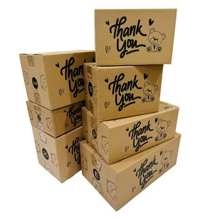 เบอร์ B+7 ลายหมี กล่องพัสดุ กล่องไปรษณีย์ พิมพ์ลายThank you