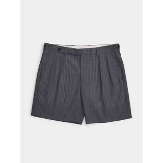 [JBB*] MEDIUM GREY DOBBY STRIPED TROPICAL WOOL TWO-TUCK SHORTS  เจบีบี กางเกงขาสั้น ผ้าวูล กางเกงขาสั้นสองจีบ