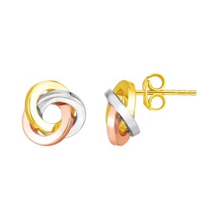 ต่างหูทองคำแท้ 14k สามกษัตริย์ทรง Love Knot 14k Tri Color Gold Love Knot Earrings  pre-order ทัก chat ก่อนสั่ง)