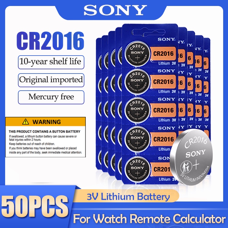 50PCS/lot Sony CR2016 CR 2016 DL2016 LM2016 BR2016 ECR2016 3V Lithium Battery For Watch Calculator R