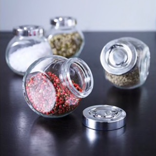 โถแก้วฝาปิดอะลูมิเนียม  Spice jar, glass, aluminium-colour, 15 cl  x  8 Cm.