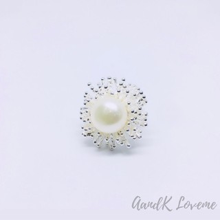 แหวนเงินเเท้ประการังทะเลพร้อมประดับไข่มุกแท้ (Freshwater Pearl)