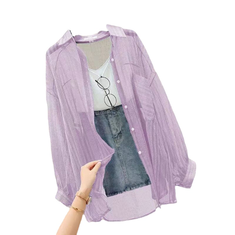 เสื้อคาร์ดิแกน ผ้าชีฟอง แบบนิ่ม กันแดด ทรงหลวม แบบบาง แฟชั่นฤดูร้อน สําหรับผู้หญิง - รูปที่ 4