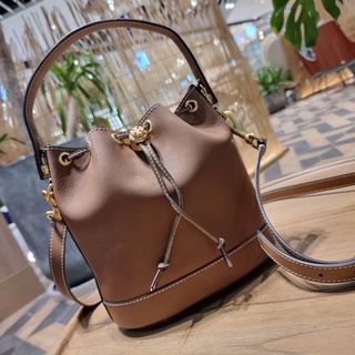 TORY BURCH T MONOGRAM LEATHER BUCKET BAG