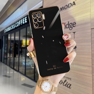 【ใหม่】เคส OPPO Reno 5f A93 Reno 2 Reno 2F11 A91 Reno 3 ขอบตรง 90° เคสโทรศัพท์แบบชุบไฟฟ้า