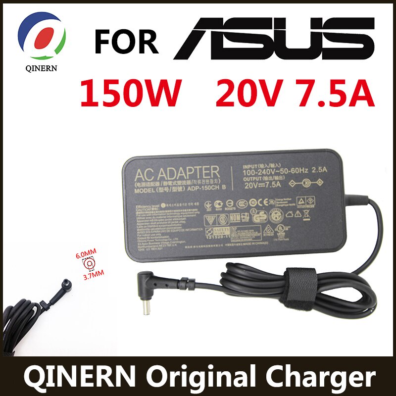 20V 7.5A 150W 6.0*3.7 มม.AC โน้ตบุ๊คแล็ปท็อปอะแดปเตอร์สําหรับ ASUS FX95D VX60G TUF Gaming A15 FX506l