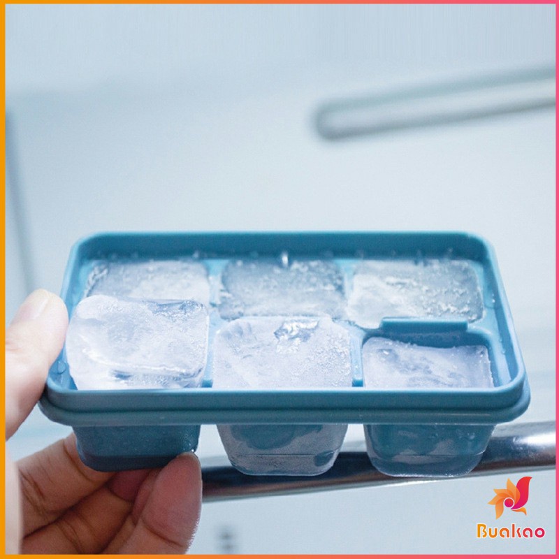 BUAKAO แม่พิมพ์น้ำแข็งก้อน ฝาปิด พร้อมฝา 6 ช่อง Ice tray mould - รูปที่ 4
