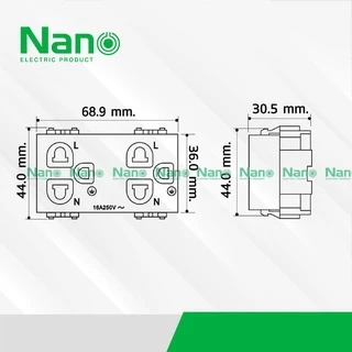 เต้ารับ คู่มีกราวน์ มีม่านและไม่มีม่านนิรภัย NANO 16A 250Vขนาด 3 ช่อง รุ่นClassic Series NN-P601, NN-P602(มีม่านนิรภัย)