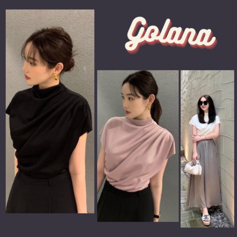 เสื้อยืดแขนสั้นสุดน่ารัก เสื้อปาดไหล่คอปก 3 นิ้ว (มีขนาดใหญ่)