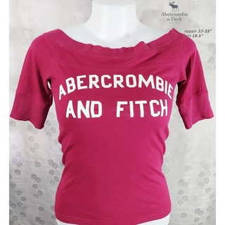 ABERCROMBIE AND FITCH Englangเสื้อยืดคอปาด-สีแดงเลือดหมู ไซส์ 32-35"มือสอง ของแท้