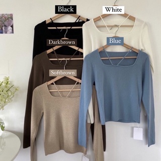 (พร้อมส่งทุกสี💖) โค้ดส่วนลดอยู่ภาพ2 Brownie top เสื้อไหมพรมแขนยาว