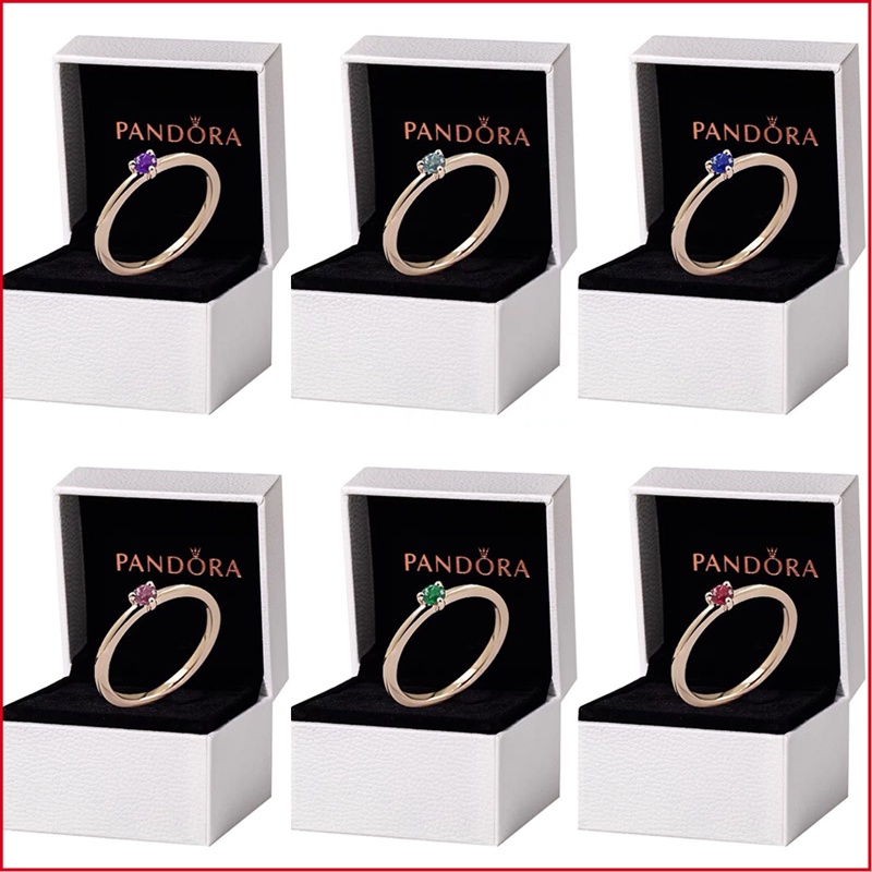 Pandora แหวนเงิน 925 ประดับเพชร 18K สีโรสโกลด์ สําหรับเจ้าสาว หมั้น งานแต่งงาน