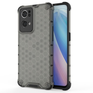 เคส TPU PC ไฮบริด โปร่งแสง กันกระแทก ลายรังผึ้ง สําหรับ Oppo Reno 7 Pro 5G