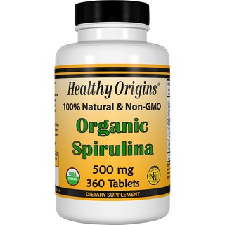 (พร้อมส่ง)Healthy Origins, Organic Spirulina, 500 mg, 360 Tablets