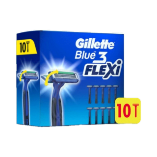 Gillette Blue 3 Flexi Disposable Razors 10pcs ยิลเลตต์ ด้ามน้ำเงิน บลู3 เฟล็กซ์ซี่ แพ็ค 10 ด้าม