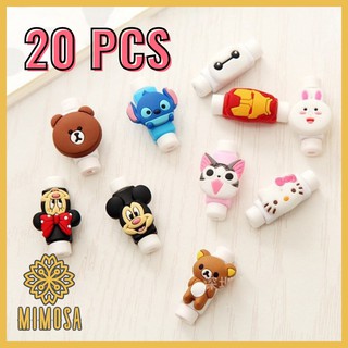 MIMOSA (20 ชิ้น) ที่กันสายชาร์จหัก  คละลาย ตัวล๊อกสาย รุ่นตัวยาว 3D Charger Cable Protector