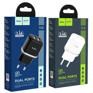 หัวชาร์จ USB 2 ช่อง Aspiring wall charger, dual USB 2.4A output อุปกรณ์ชาร์จ ที่ชาร์จแบต ยี่ห้อHoco N4 ของแท้ มีประกัน