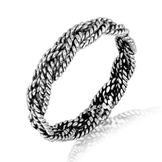 MachuSilver แหวนเงินแท้ 925 Sterling Silver สไตล์มินิมอล ลายเชือกถัก พร้อมถุงกำมะหยี่