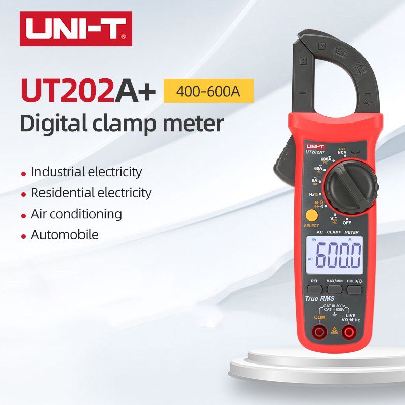 UNI-T Digital Clamp Meter มัลติมิเตอร์ UT203 UT204+ UT202A+ AC DC โวลต์กระแสต้านทานความถี่รอบการทำงาน