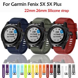 22mm 26mm สายนาฬิกาซิลิโคน สำหรับ Garmin Fenix 6 / Fenix 6S Strap / Fenix 5plus / Forerunner 945 /Fenix 5X / 5X plus / Fenix 6X