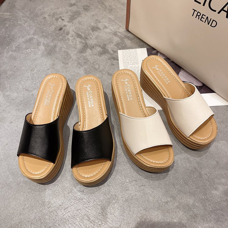 รองเท้าส้นตึกลายไม้ ส้น2-3นิ้ว แบบเรียบหรูใส่สบายน้ำหนักเบา TP245