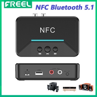 Freel อะแดปเตอร์รับสัญญาณเสียงบลูทูธ 5.0 ไร้สาย NFC อินพุต AUX หรือ RCA ขนาด 3.5 มม. สําหรับโฮมสเตริโอ HD HiFi หูฟัง ระบบเสียง