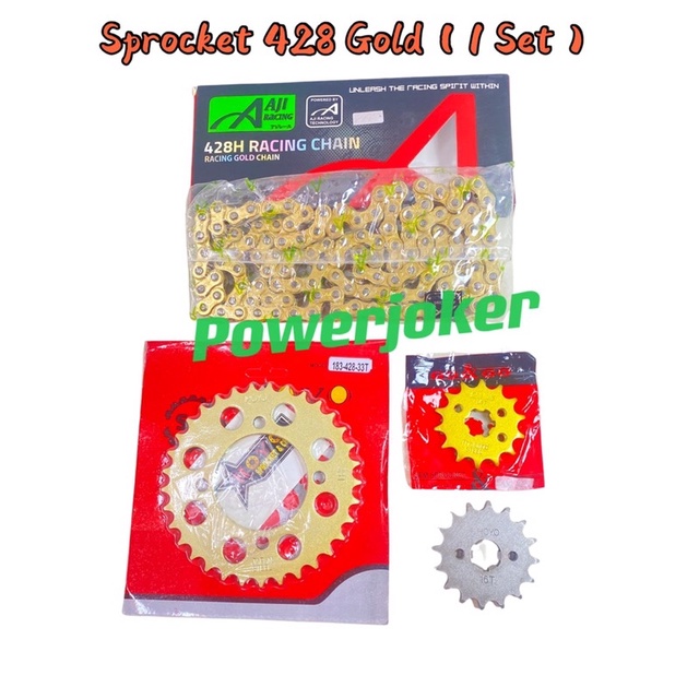 LC135/RXZ/Lageda SRL 110 Z ZR/125Z ZR/Y125Z ZR/SS 2 Spocket (1 ชุด)428H Aji Racing 428 Gold + Sprock