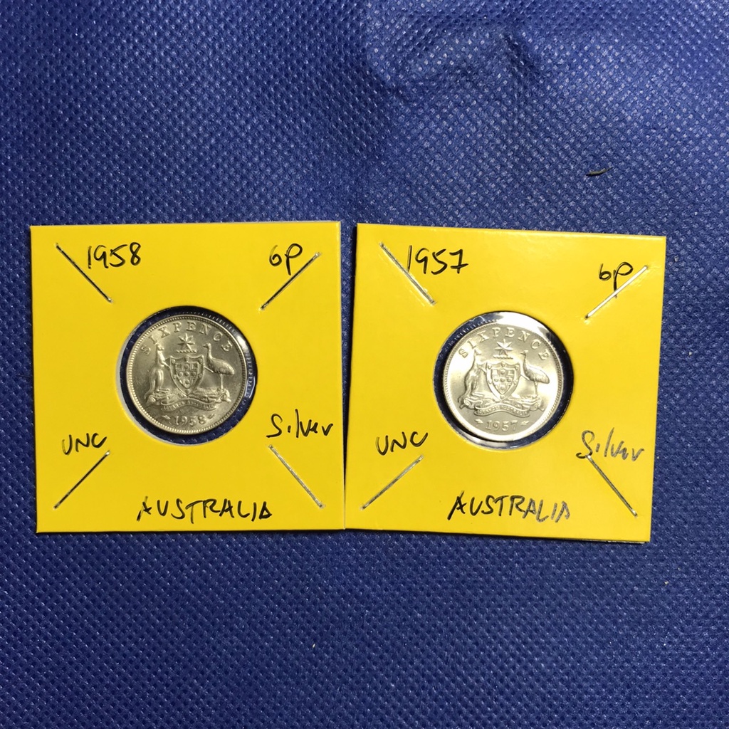 Special Lot No.60137 เหรียญเงิน ปี1957-1958 ออสเตรเลีย 6 PENCE เหรียญสะสม เหรียญต่างประเทศ เหรียญเก่า หายาก ราคาถูก