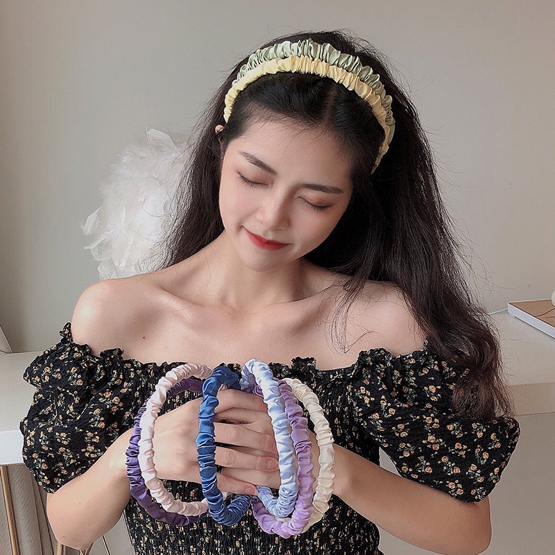 ซาตินจีบแถบคาดศีรษะผ ้ าเรียบง ่ ายที ่ คาดผมผ ้ าจีบที ่ คาดผมอุปกรณ ์ เสริมผม – โปรปัง