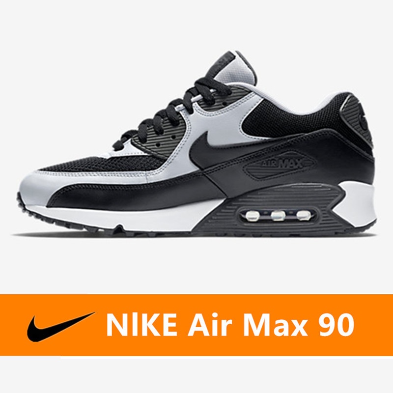 ของแท้ Nike Air Max 90 รองเท้าลำลองตาข่ายระบายอากาศ  รองเท้าวิ่งเบาะลมคลาสสิก - สีดำ สีเทา