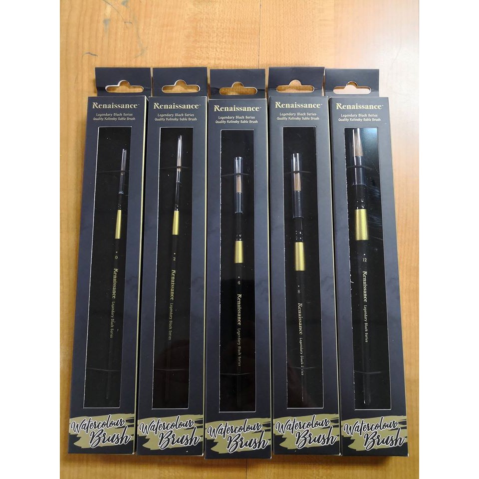 พู่กันสีน้ำขน kolinsky แท้ RENAISSANCE LEGENDARY BLACK SERIES BRUSH จำนวน 1 ด้าม