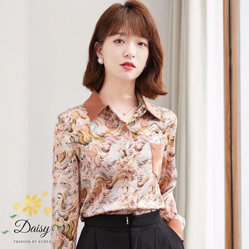 ลด 40% (min 0, max 80) เสื้อแขนยาวคอเชิต ผ้าเกาหลีเนื้อดีมาก