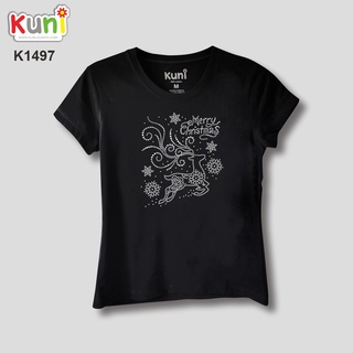 KUNI#K74เสื้อยืดคริสมาส แต่งเพชร Christmas Snowflake Reindeer T-shirt by Kunibrand