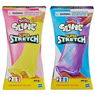 Play-Doh Super Stretch Slime Yellow &amp; Pink + Blue &amp; Purple