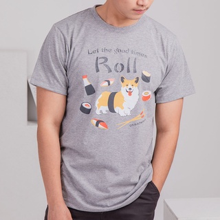 [NEW] UrbanSNAPS T-shirt  เสื้อยืดคอกลมสกรีนลาย แขนสั้น ทำจากผ้า Cotton ใส่สบาย ไม่ร้อน #Corgi Sushi