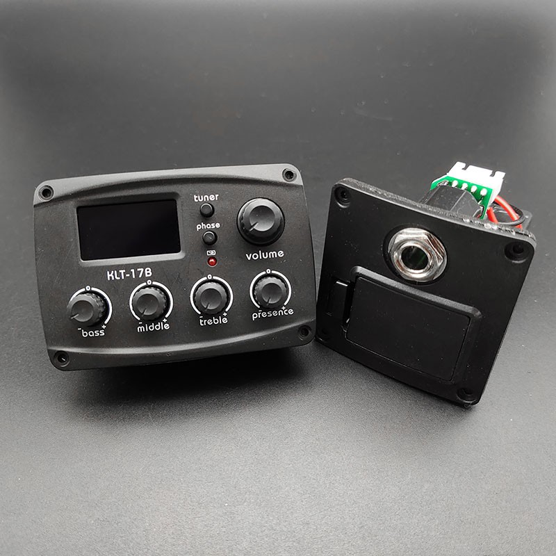 KLT-17B กีตาร์อะคูสติก EQ Preamp 70*48 มม.พร้อมจูนเนอร์ดิจิตอล 4 Band EQ Equalizer พร้อมจูนเนอร์กีตาร์ Pickup