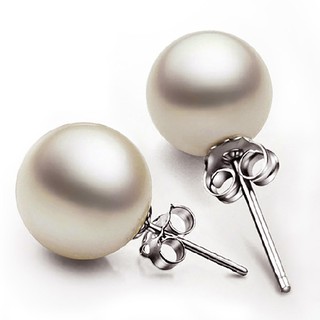 Pearl Earrings Silver 925 ต่างหูไข่มุก สำหรับสตรี 6mm 8mm 10mm Ear Clip WE5R