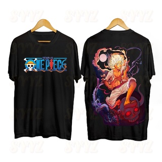 One Piece อะนิเมะเสื้อเชิ้ตลูฟี่ออกแบบการ์ตูนขนาดใหญ่หลวมกระชับผ้าฝ้ายท็อปส์ซูเสื้อยืด Tees eac