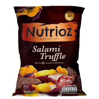 Nutrioz Mixed Root Chips Salami Truffle 50g. นูทริออซมิกซ์รูทชิปส์ซาลามี่ทรัฟเฟิล 50 กรัม