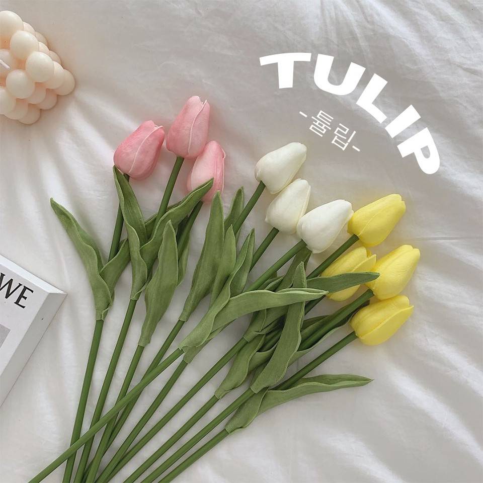 【ดอกทิวลิป+แจกัน】🌷ดอกทิวลิปเกาหลี🌷PamtaStore[튤립 ]สีหวานละมุนห่อไม่หักก้าน| ทิวลิป ทิวลิปปลอม I